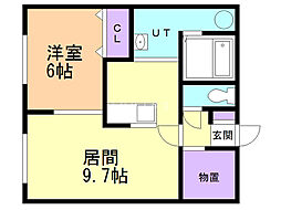 Merci 1LDKの間取図画像