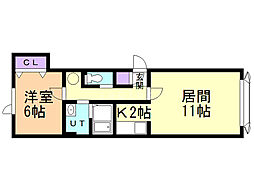 コムハウス5 1LDKの間取図画像