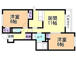 カルム.S 2LDKの間取図画像