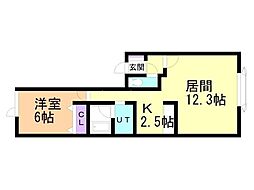 トレニア 1LDKの間取図画像