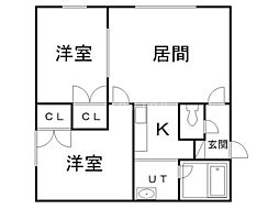 グランデ錦町 2LDKの間取図画像