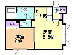メゾン・ド・カトル 1LDKの間取図画像