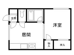 早川コーポ 1DKの間取図画像