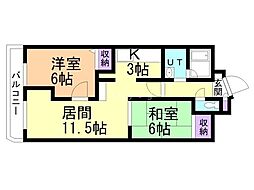オークヒルズ2・6 2LDKの間取図画像