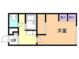 レオパレスムーロット 1Kの間取図画像
