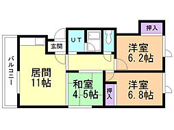 アーク・ヒル 3LDKの間取図画像