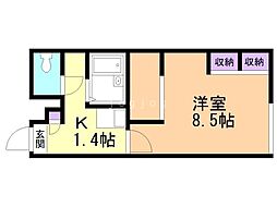 レオパレスルナ 1Kの間取図画像