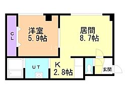 ミウナビル 1LDKの間取図画像