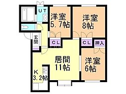ジャルダン・ヴェール 3LDKの間取図画像