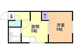 ボナール川端 1DKの間取図画像