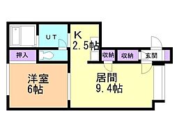 アスティ13・B 1LDKの間取図画像