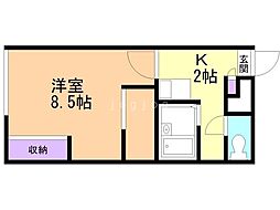 レオパレスオーキッド2 1Kの間取図画像