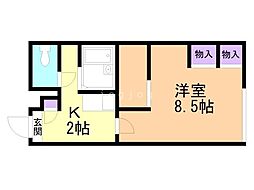 レオパレスイーズ旭川 1Kの間取図画像