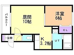 ハスコリオ東光2 1LDKの間取図画像