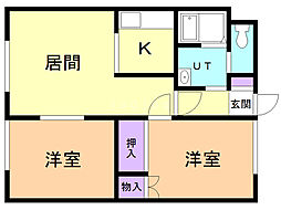 スクエア3・7 2LDKの間取図画像