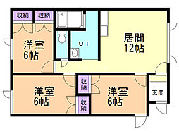 カトウハイツ21B 3LDKの間取図画像