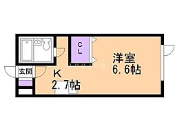 パンプキンハウス 1Kの間取図画像
