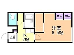 レオパレスデュオ.F 1Kの間取図画像