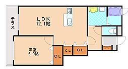 Mステージ天神II 1階1LDKの間取り