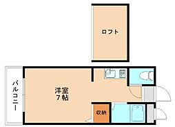 パークサイド赤間 ワンルームの間取図画像