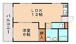パルコート高木 1LDKの間取図画像