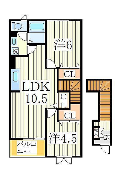 千葉県柏市豊四季(賃貸アパート2LDK・2階・51.66㎡)の写真 その2