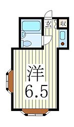 川村第4マンション 2階ワンルームの間取り
