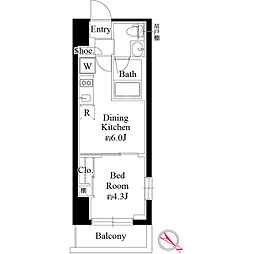 グランパセオ銀座築地 11階1DKの間取り