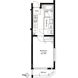 ハーモニーレジデンス清澄白河 1階1Kの間取り