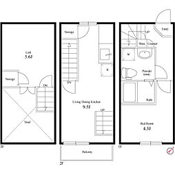 タウンカテッジ行徳 1階1SKの間取り