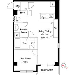 マリエッタ町屋 3階1LDKの間取り