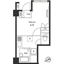 ヴェルト新宿落合 1階1Kの間取り