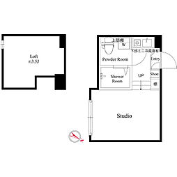 レジデンスY・M 1階ワンルームの間取り