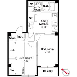 カーサ　スズキ 4階2DKの間取り