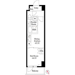 ハーモニーレジデンス六義園 3階1DKの間取り