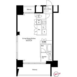 スクエアガーデン池袋 4階1Kの間取り
