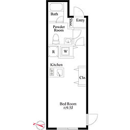 MDM池尻大橋II 1階ワンルームの間取り