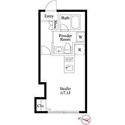 MDM池尻大橋II 1階ワンルームの間取り