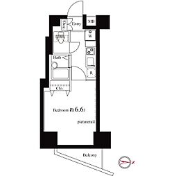 ヴェルト西大島グラーセ 1Kの間取図画像