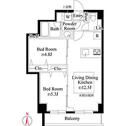 レアライズ西日暮里ノース 2LDKの間取図画像