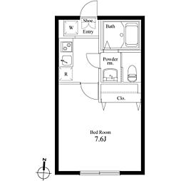フォレストツインハウスN棟 1Kの間取図画像