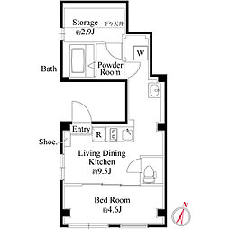 ランデブー目黒ヒルトップ 1LDKの間取図画像