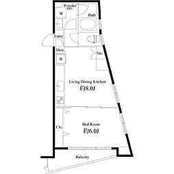 ユニバーサルスクエア新中野 1LDKの間取図画像