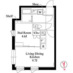 グランパセオ自由が丘奥沢II 1LDKの間取図画像