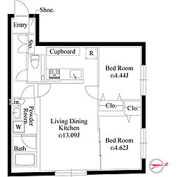 グランピア学芸大学 2LDKの間取図画像