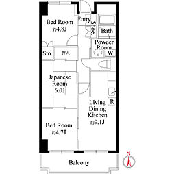 シャルネ95 3LDKの間取図画像