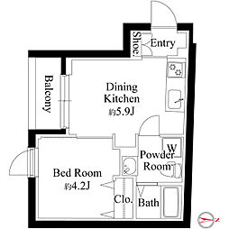 ジュネス北千住S 1DKの間取図画像