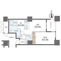 アクアタウン納屋橋住宅棟 1LDKの間取図画像