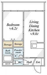 サニークレスト 2階1LDKの間取り