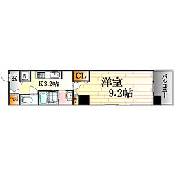 グラビスコート上幟町 4階1Kの間取り